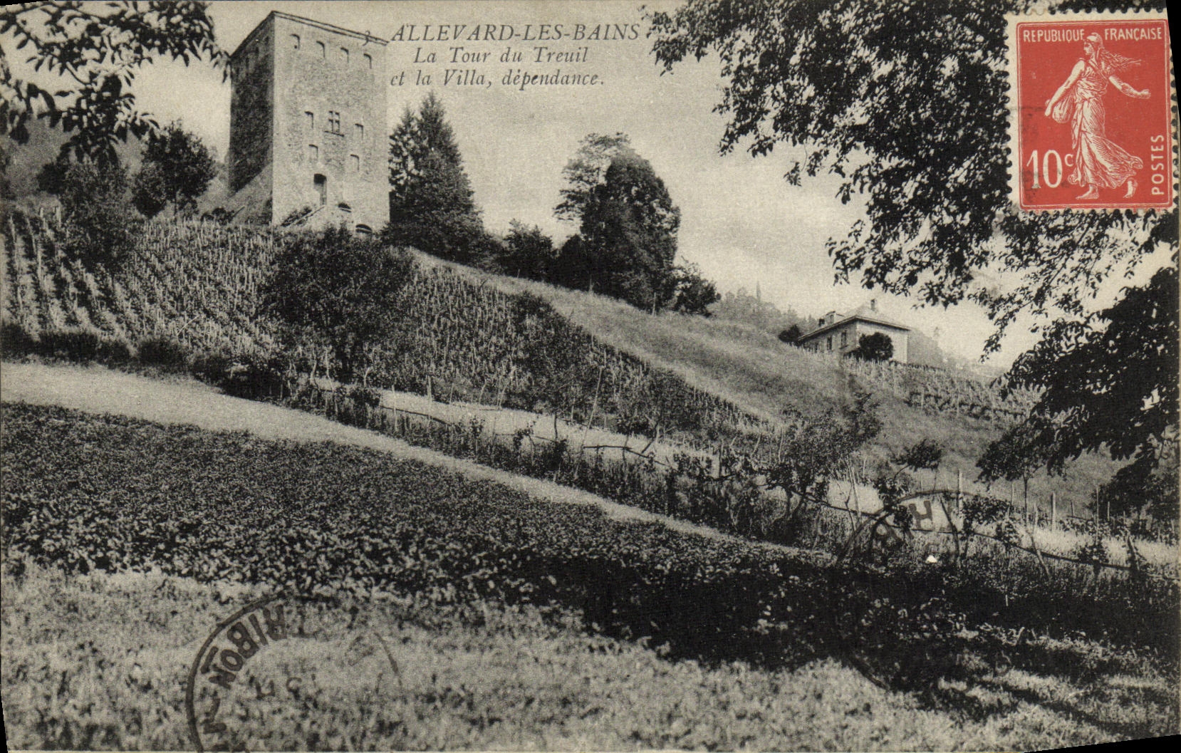 Vintage Postcard Allevard Les Bains The Tower of Treuil and the Villa Dependency