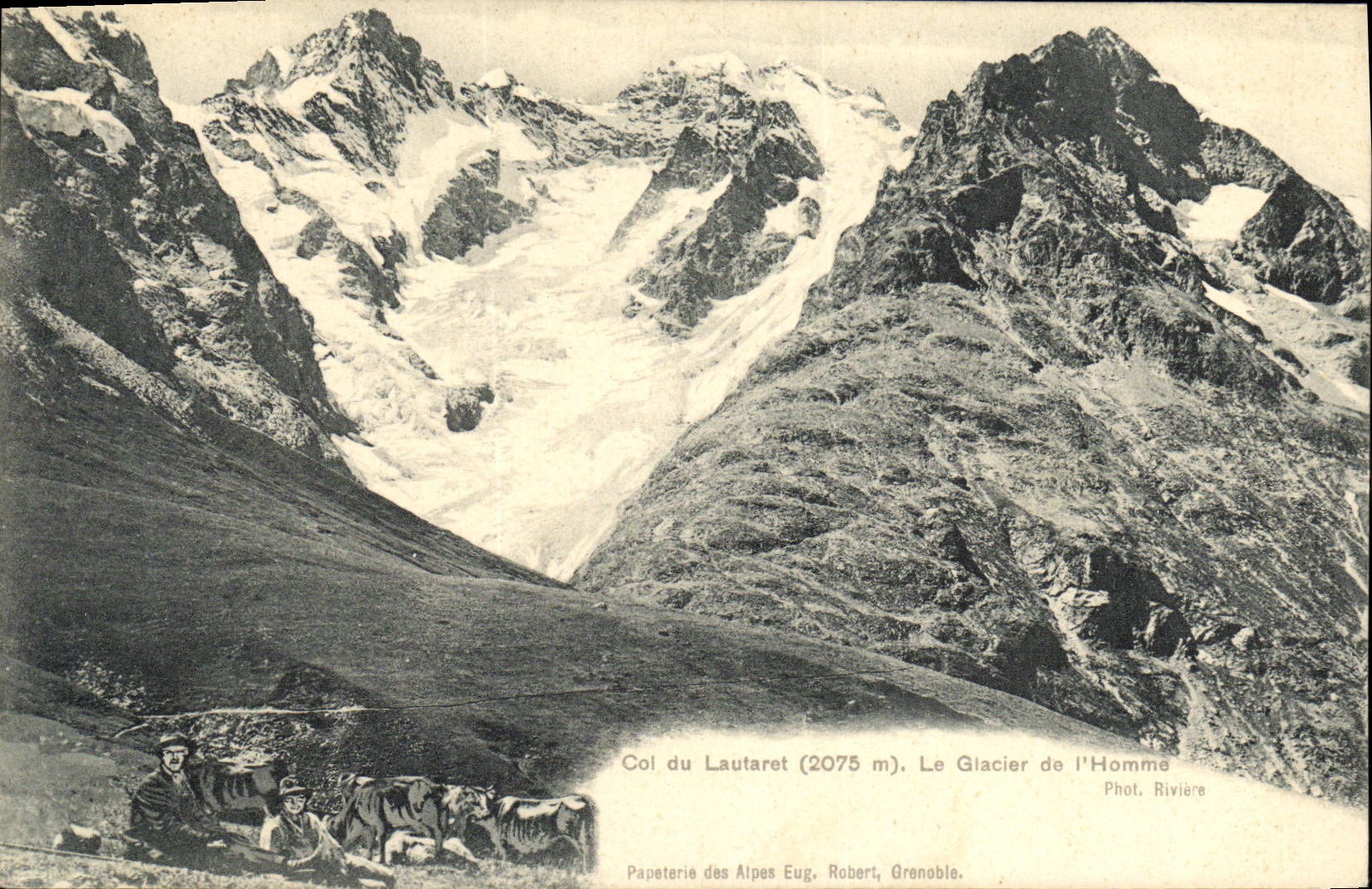 Col du Lautaret (2075 m) — Der Glacier des Mannes — Papeterie des Alpes Eug. Robert, Grenoble