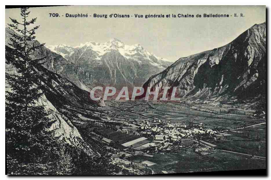 Dauphiné - Bourg d'Oisans - Vue générale et la Chaîne de Belledonne - E. R.