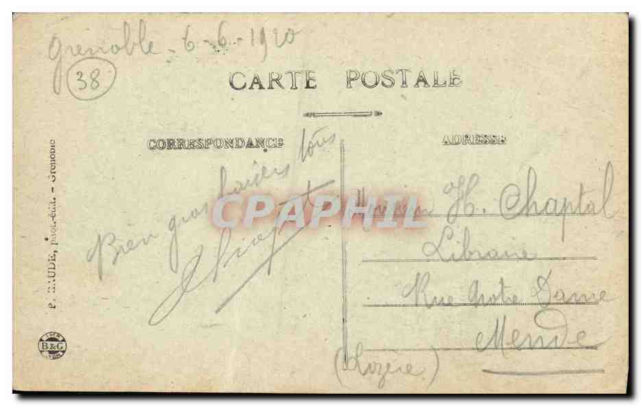 Grenoble — La Place de la Bastille et le Cours St-André — P. CAUDE, n°409 — Verso