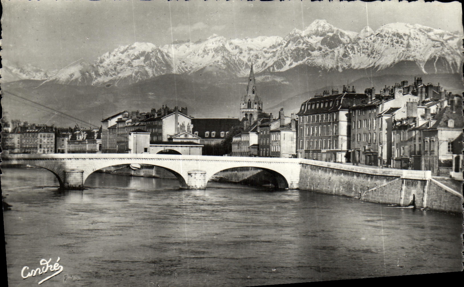 Grenoble — Pont de l'Hôpital et les Alpes — Edition d'Art André, Grenoble