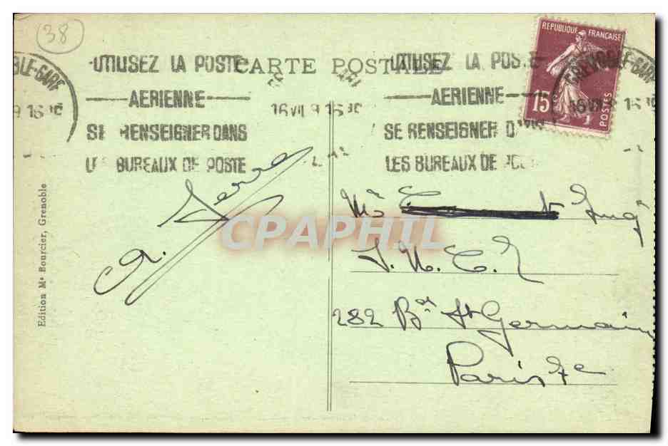 CPA Grenoble Vue generale et le Moucherotie Vue prise de Ste Marie d en haut  — Verso