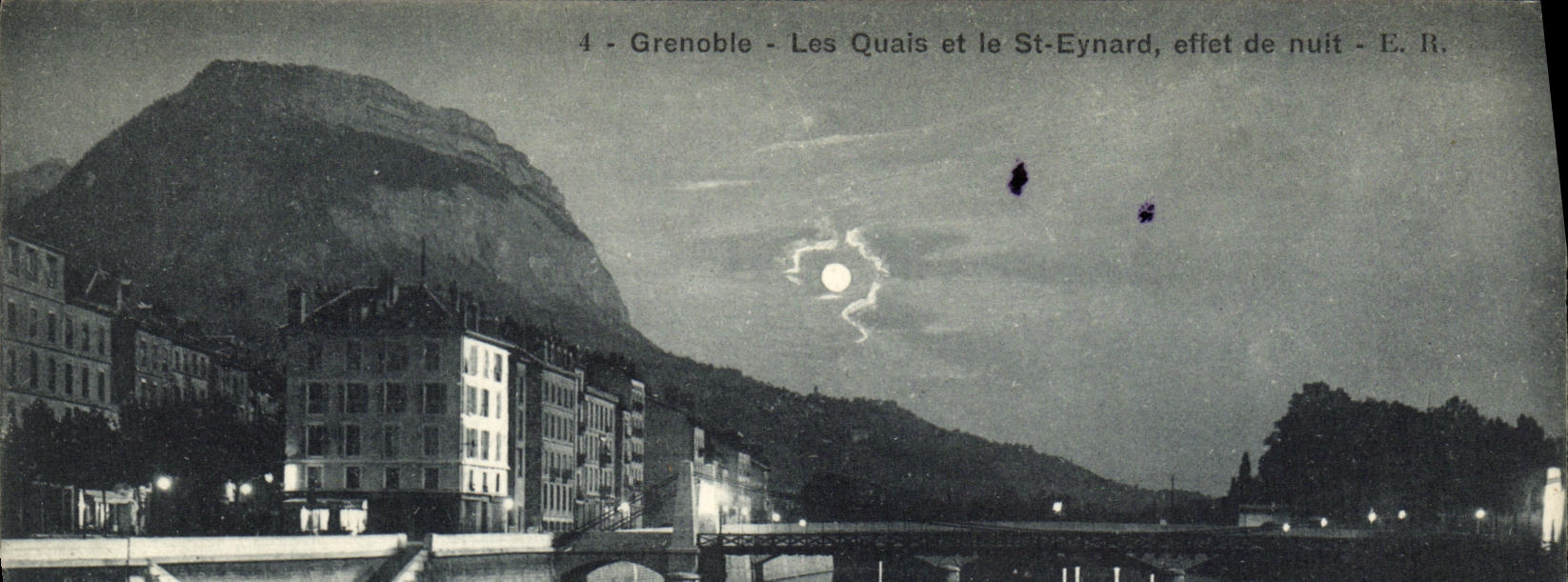 Grenoble - Les Quais et le St-Eynard, effet de nuit - E. R.