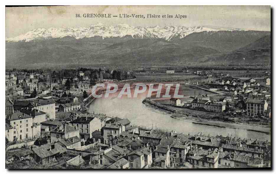 Grenoble — L'Île-Verte, l'Isère et les Alpes — Éditeur : C. BOURG