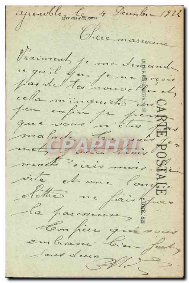 Grenoble — Le Pont suspendu — LL. — Éditeur Lévy Fils & Cie, Paris, n°25 — Verso