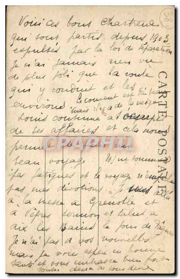 Entrée du Couvent de la Grande-Chartreuse — Rentrée des Pères — CI.A.V. n°10 — Reverso