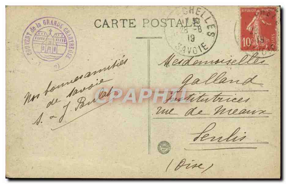 CPA Dauphine Couvent de la Grande Chartreuse La Chapelle St Louis — Verso