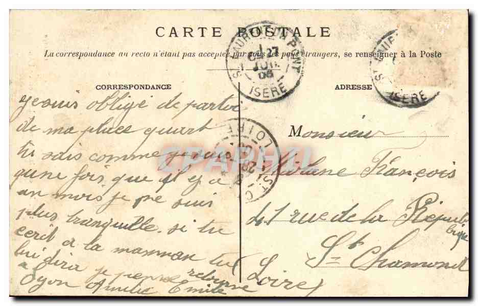 CPA Route de la Chartreuse Le Trou de l Ane — Verso