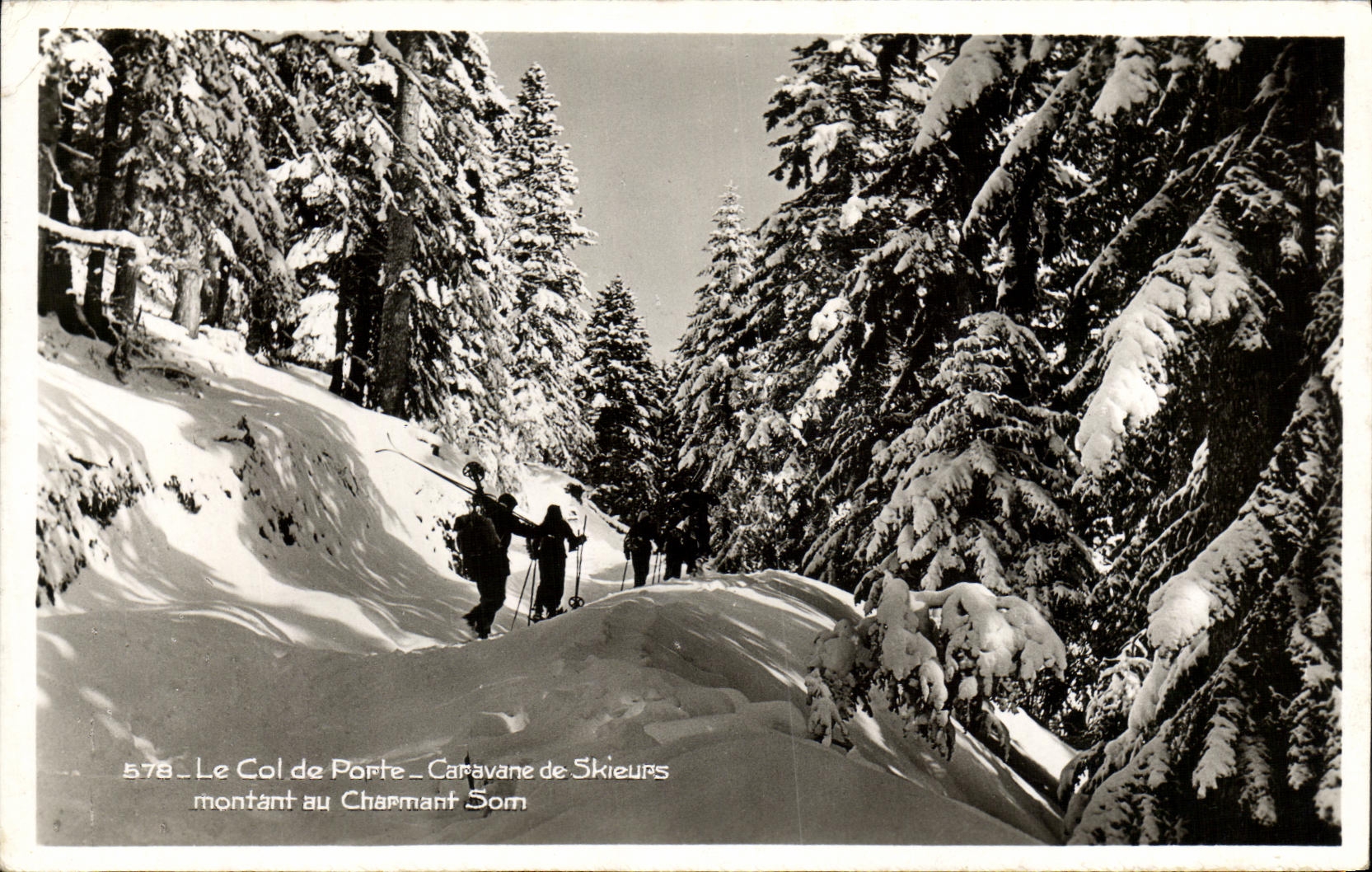 Le Col de Porte — Caravane de Skieurs montant au Charmant Som — n° 578