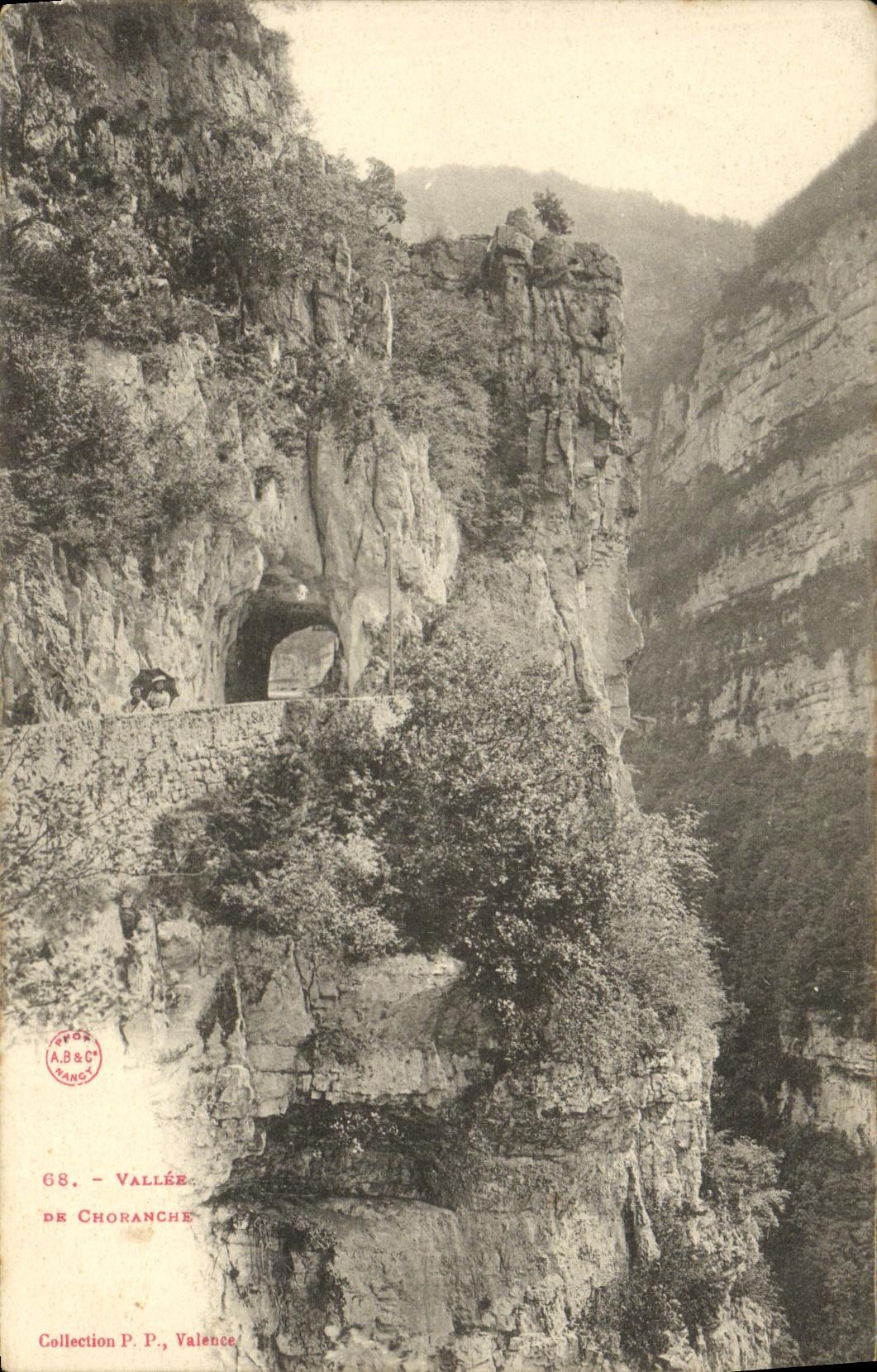 Vallée de Choranche — vue du tunnel dans le canyon — A.B.&C. Valence, n°68 - Recto