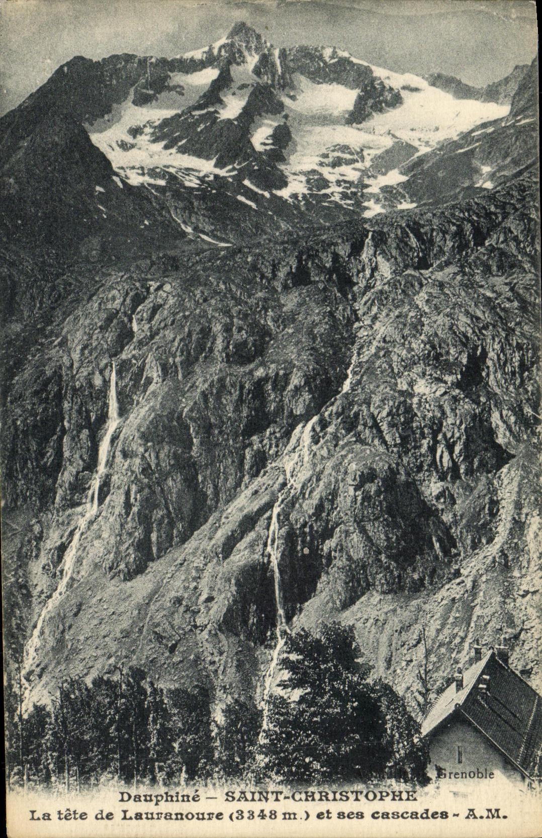 La tête de Lauranouure (3348 m) et ses cascades — Dauphiné — SAINT-CHRISTOPHE — A.M. — Grenoble