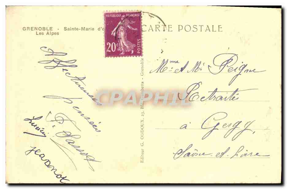 CPA Grenoble Saint Marie Les alpes — Verso