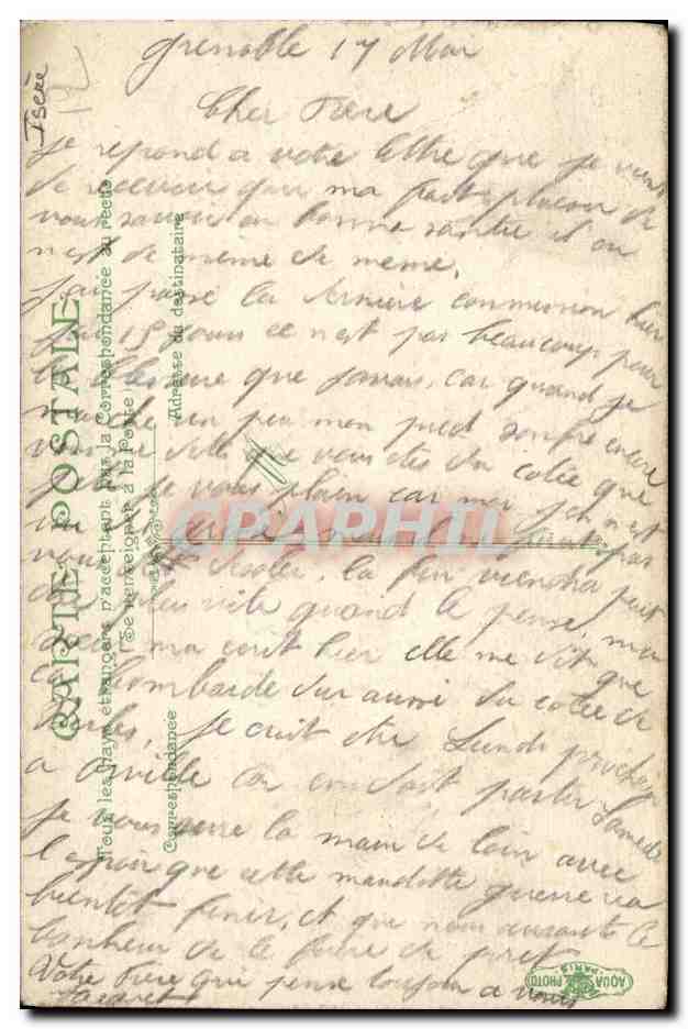 Grenoble — Les quais et les Alpes — L.V. & C. — Verso