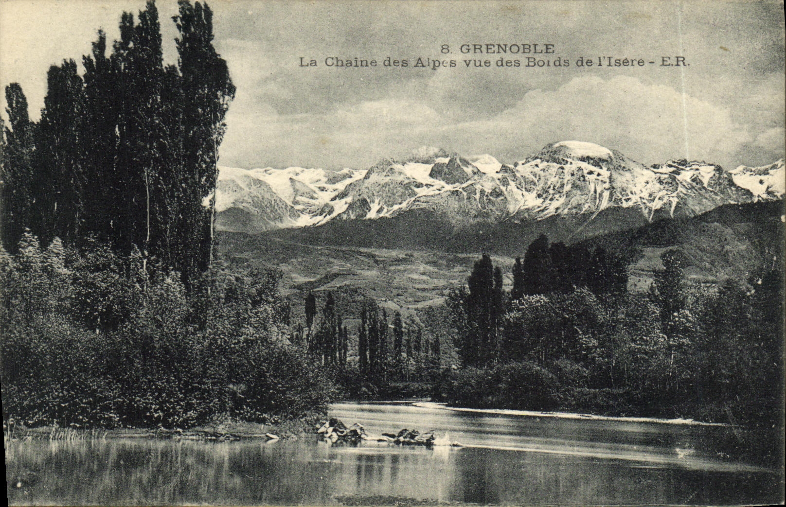 La Chaîne des Alpes vue des Bords de l'Isère — Grenoble — E.R.