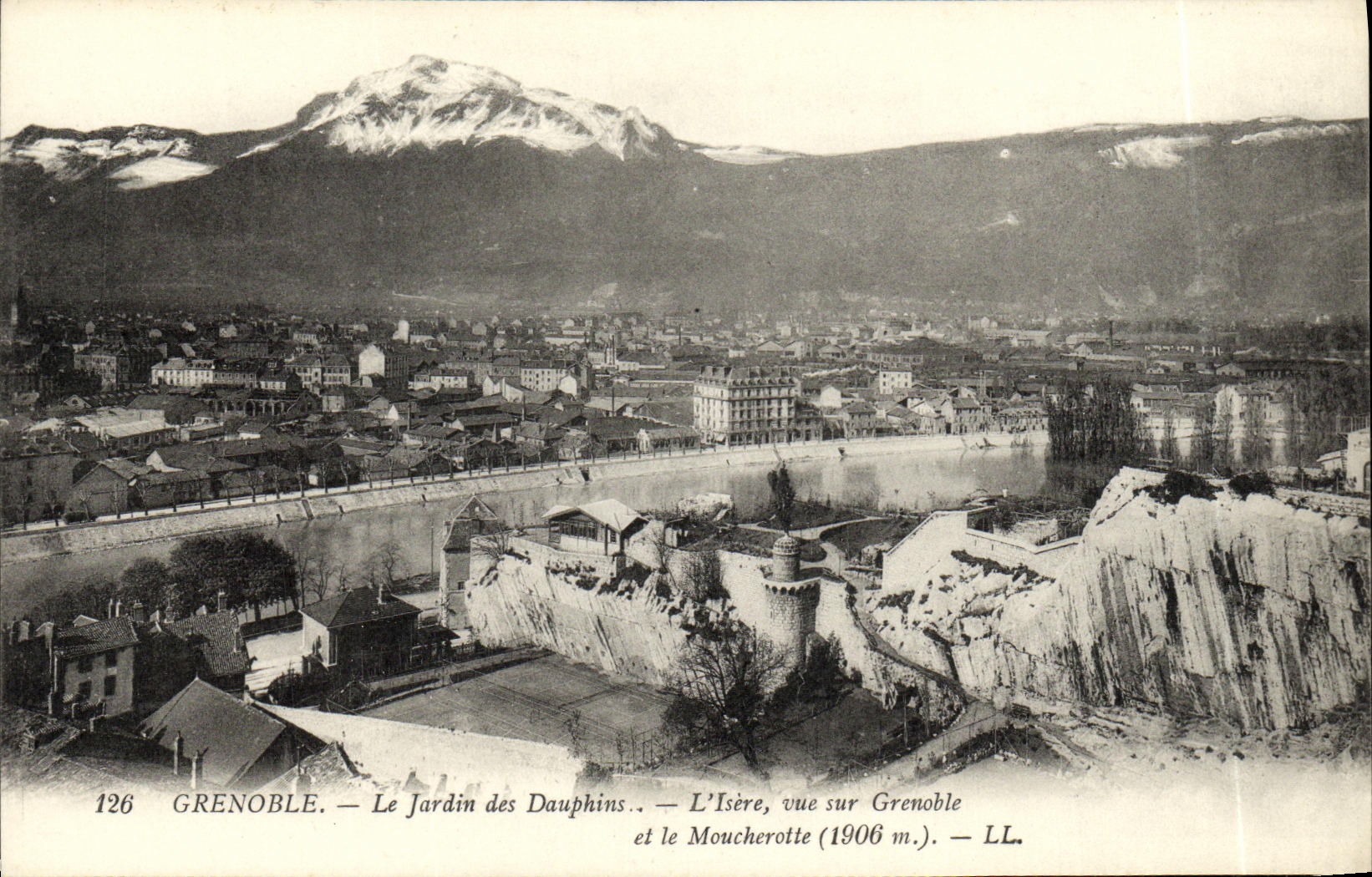 Grenoble — The Dauphins Garden and the Isère, view of Grenoble (1906 m.) — LL. — No. 126