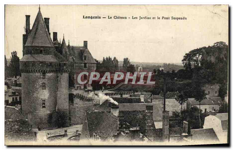 CPA Langeais Chateau Les Jardins et le Pont Suspendu