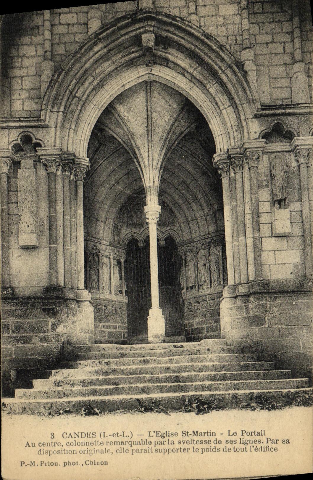 CPA Candes L Eglise St Martin Le portail