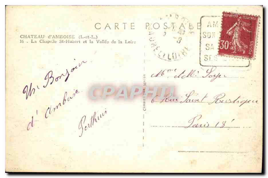CPA Amboise Le Chateau La chapelle St Hubert et la vallee de la Loire — Rückseite