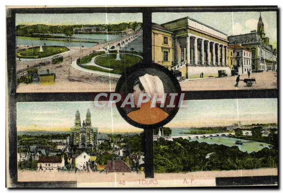CPA Tours Folklore Coiffe