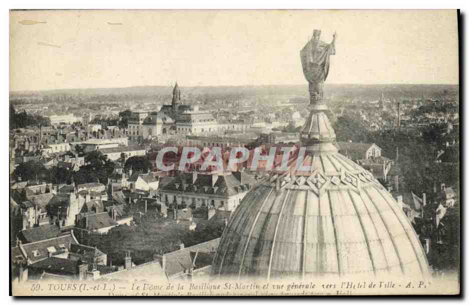 CPA Tours Dome de la Basilique St Martin 