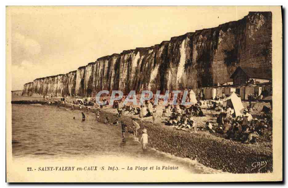 CPA St Valery en Caux La Plage et la Falaise