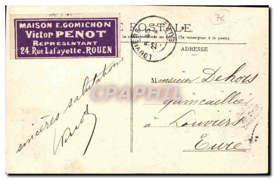 CPA Rouen Tour St Laurant — Verso