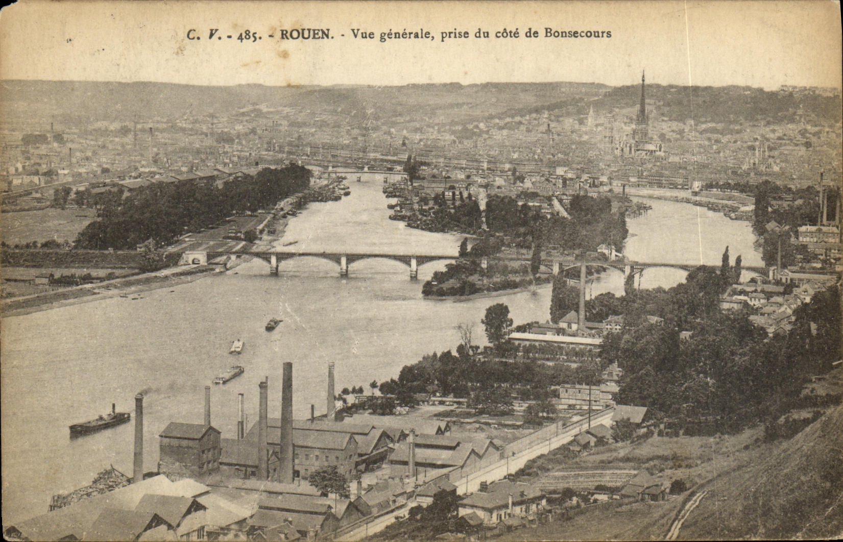CPA Rouen Vue Generale Prise du Cote de Bonsecours