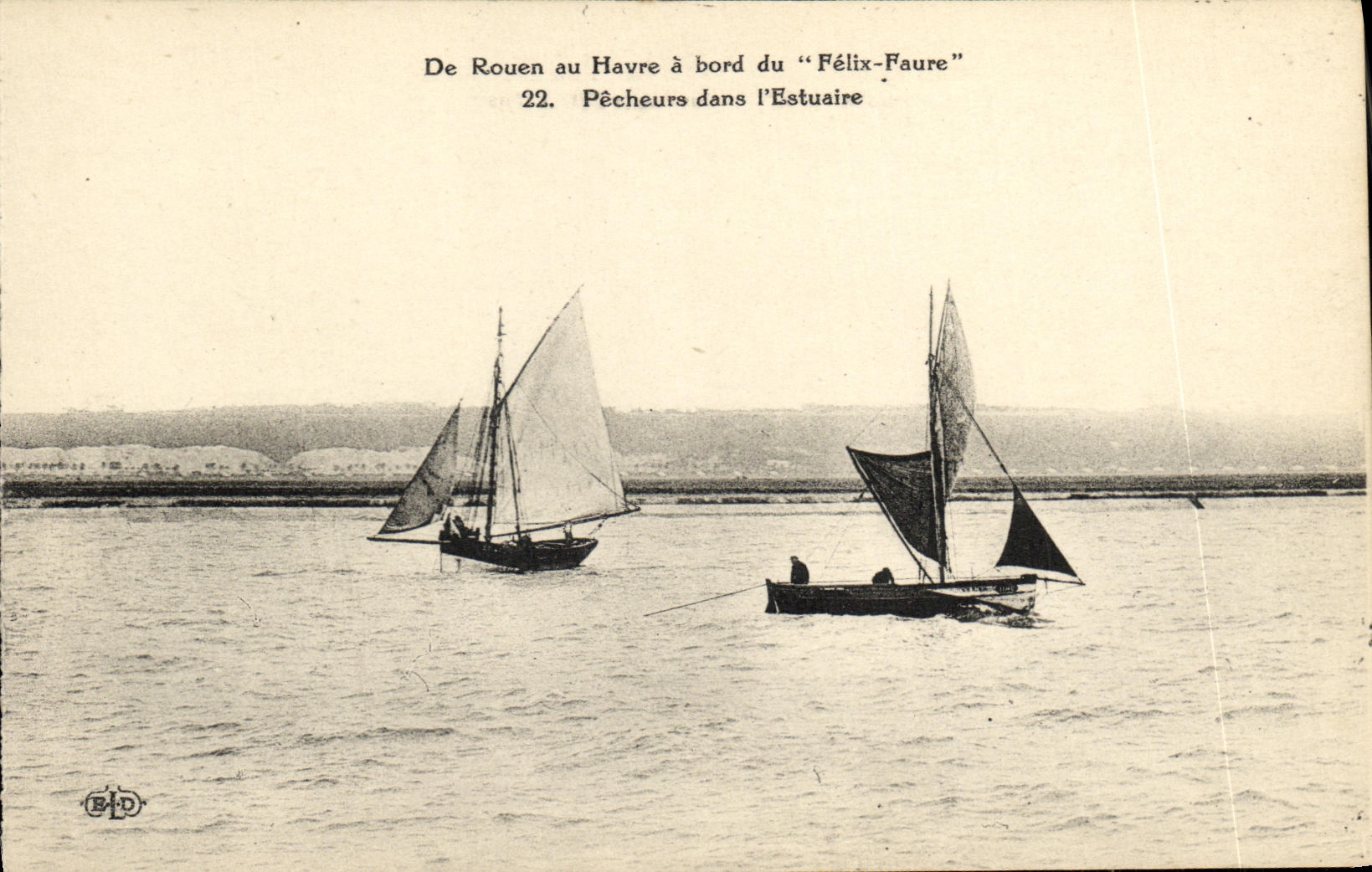 CPA De Rouen au Havre a bord du Felix Faure Pecheurs dans l estuaire Bateaux 
