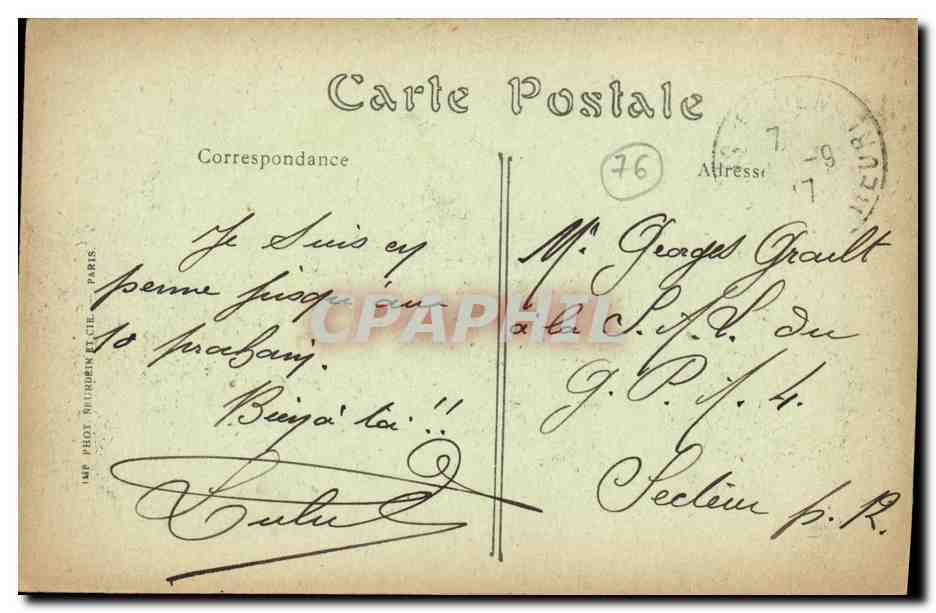 CPA Rouen La Place de la Republique et le Quai de Paris Tramways  — Rückseite