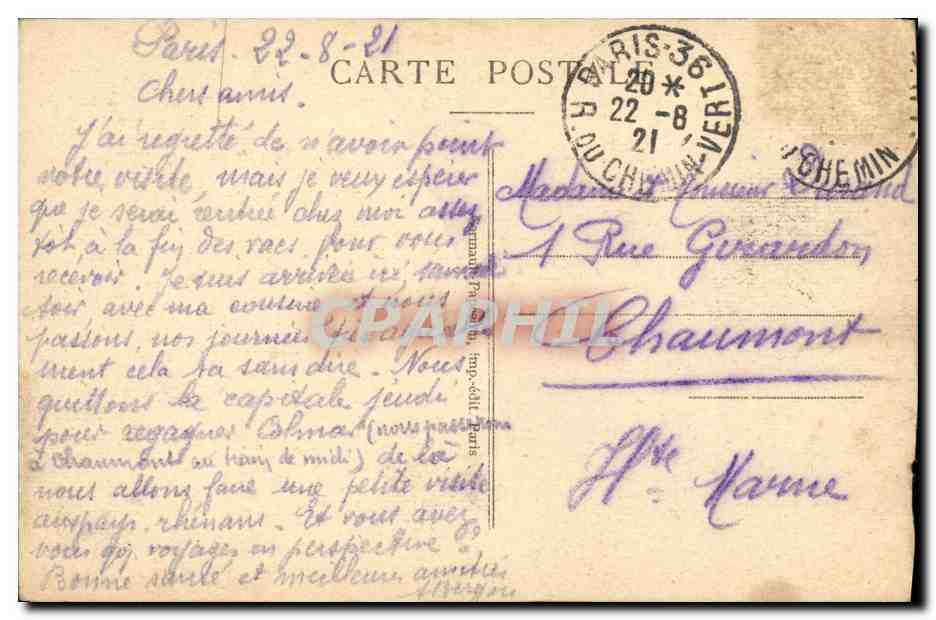 CPA Paris La Madeleine et le Rue Royale — Verso