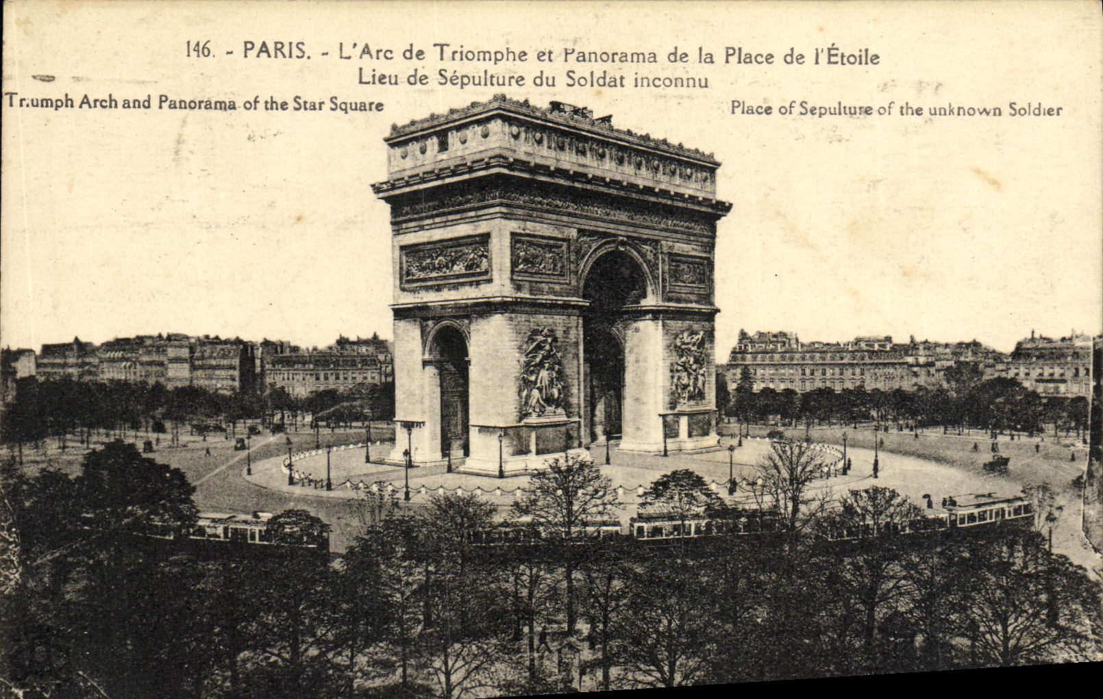 CPA Paris L Arc de Triomphe et Panorama de la Place de Lieu de Sepulrure