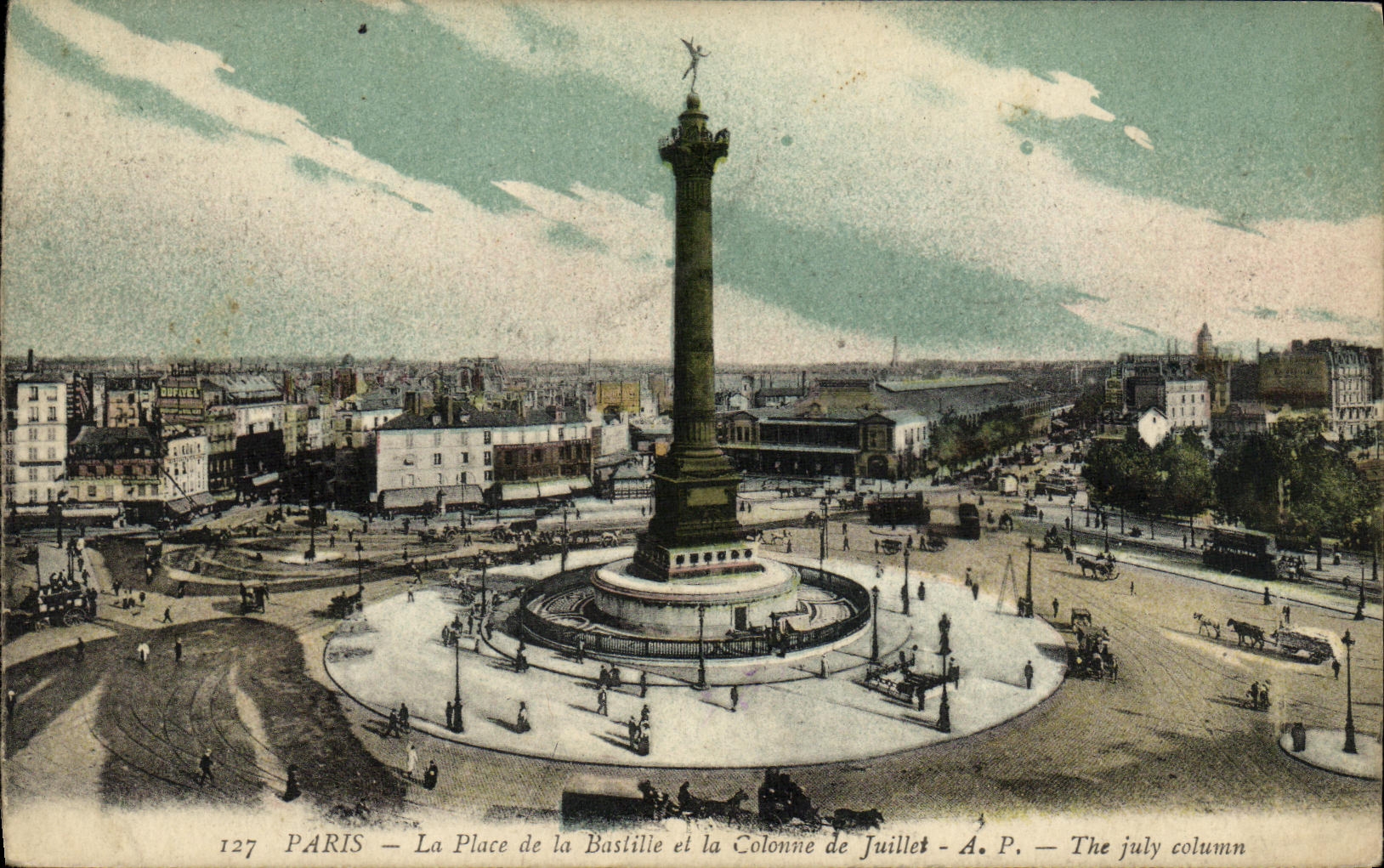 CPA Paris La Place de la Bastille et la Colonne de Juillet