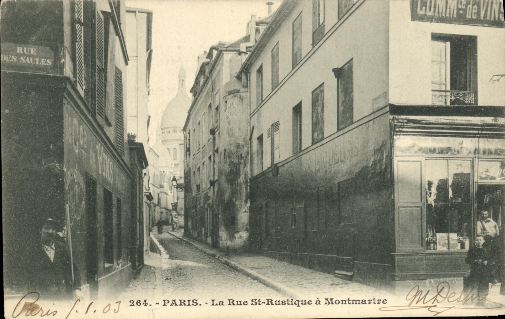 CPA Paris La Rue St Rustique a Montmartre