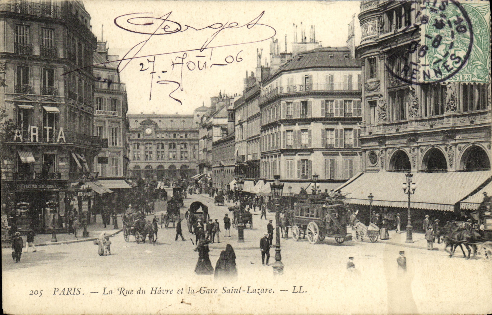 CPA Paris La Rue du Havre et La Gare Saint Lazare
