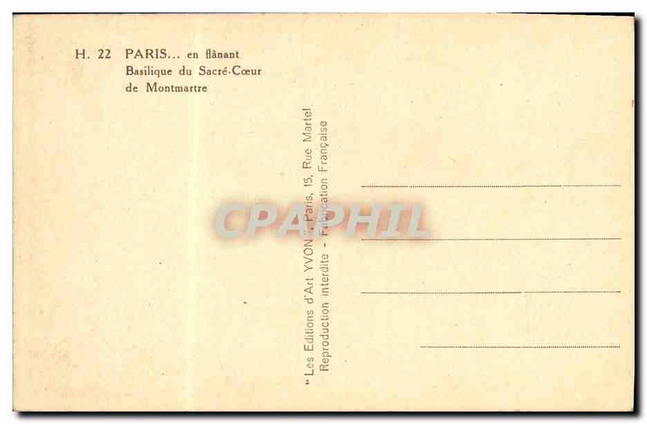 CPA Paris en Basilique du Sacre Coeur de Montmartre — Rückseite