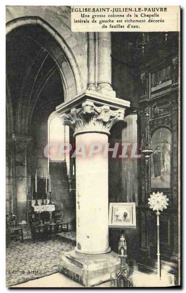 CPA Paris Eglise Saint Julien Le Pauvre Une grosse colonne de la chapelle 