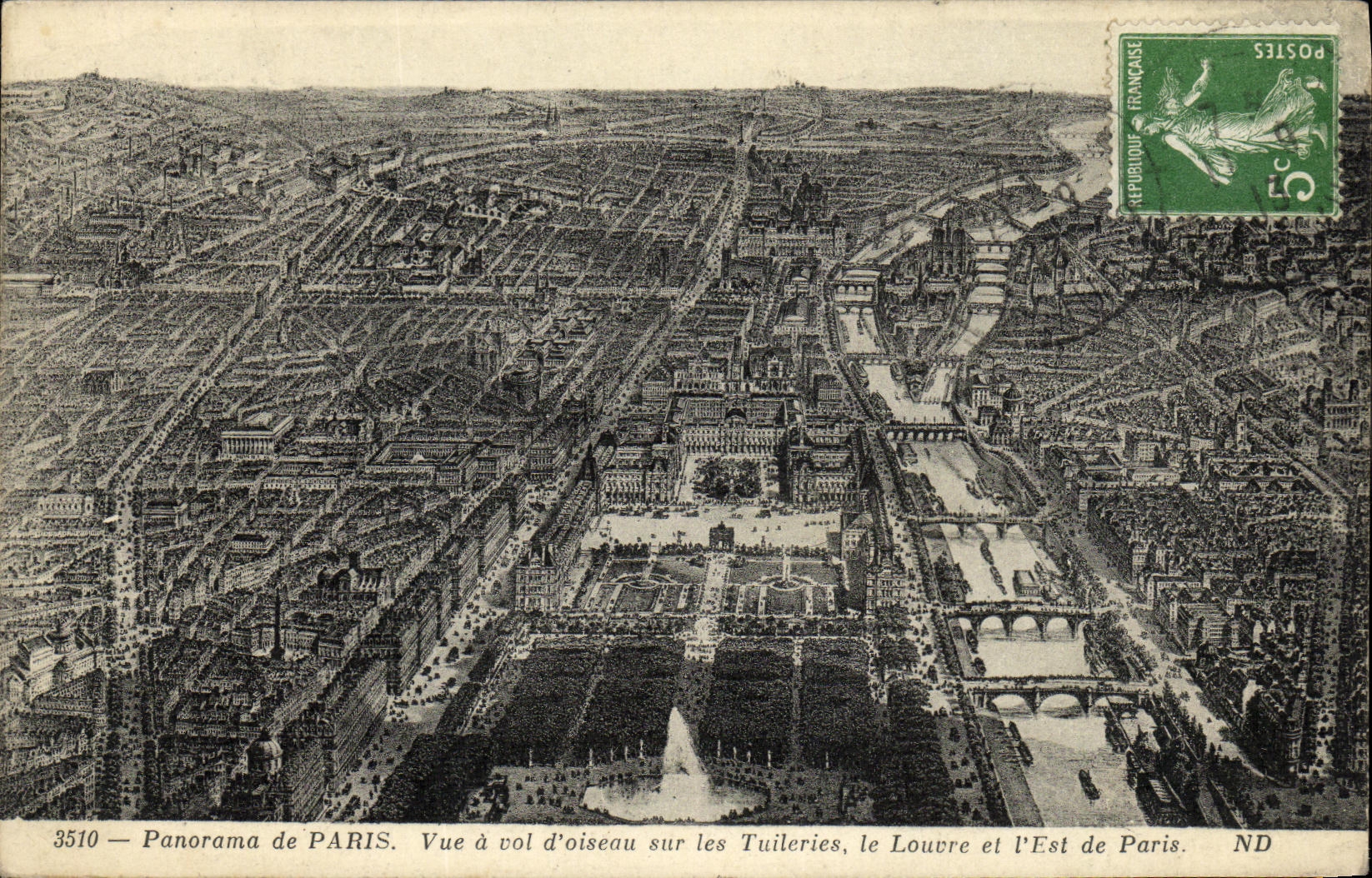 CPA Paris Vue d Vol d Oiseau sur les Tuileries le Louvre et l Est de Paris