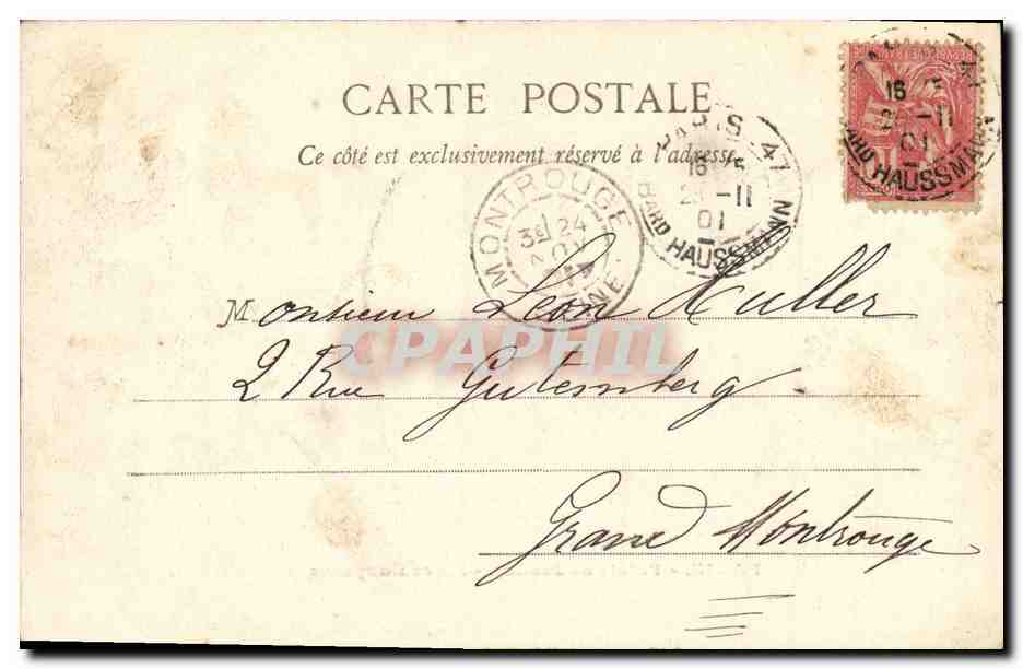 CPA Paris Palais de Justice Place Dauphine — Verso