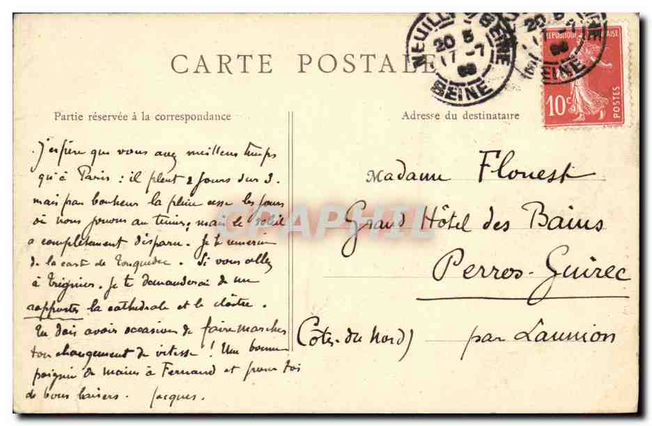 CPA Paris Place des Pyramides et Statue de Jeanne d Arc — Rückseite