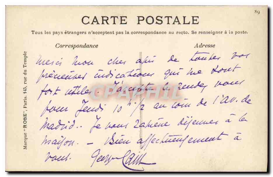 CPA Paris Musee Carnavalet — Rückseite