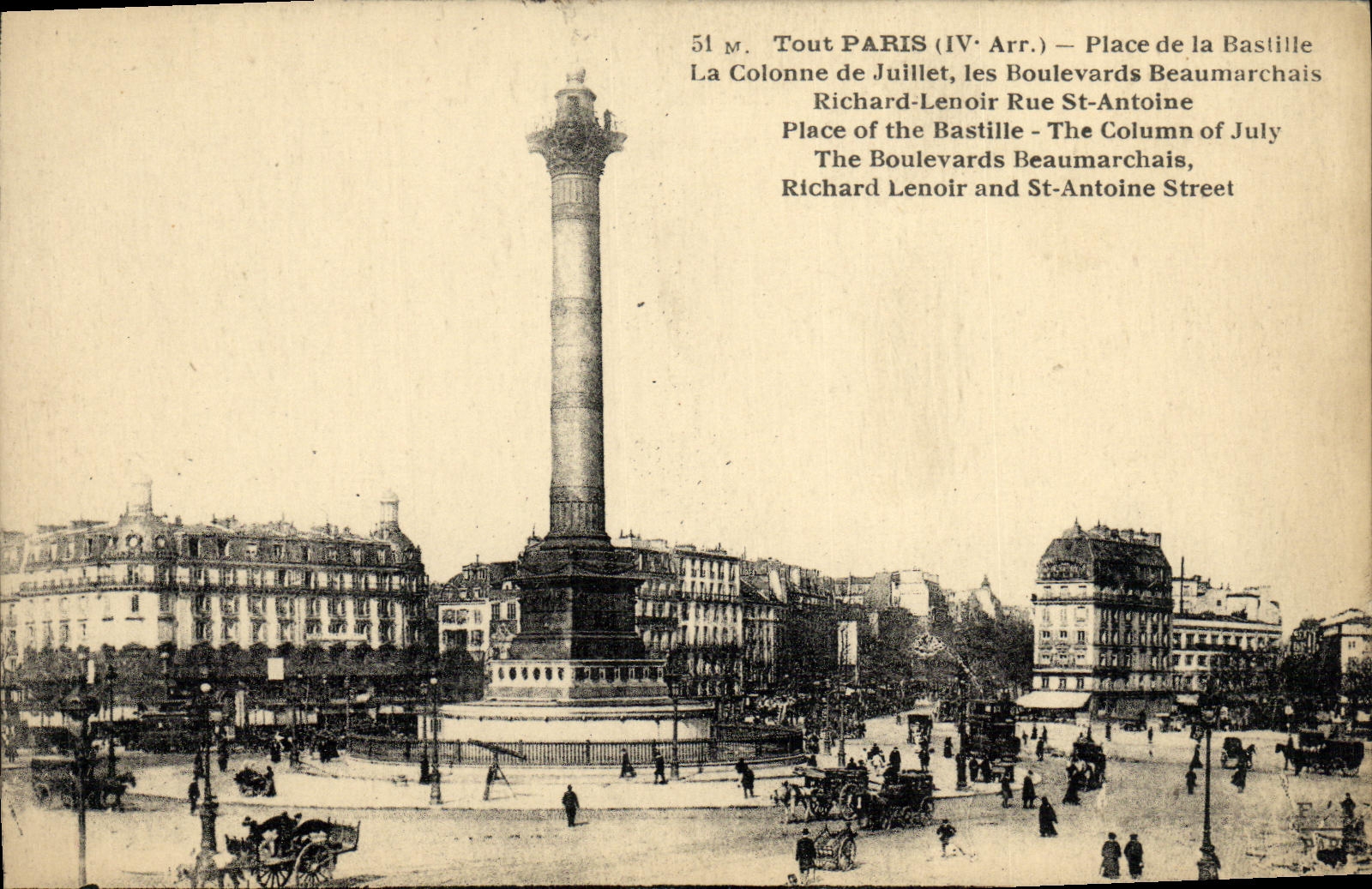 CPA Paris Tout Place de la Bastille La Colonne de Juillet