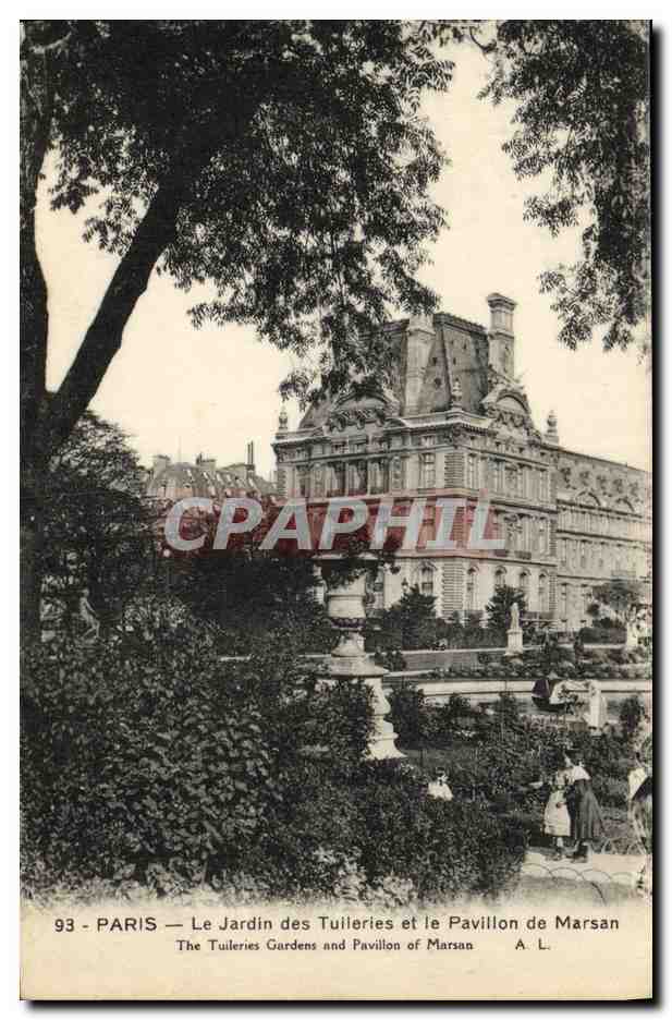 CPA Paris Le Jardin des Tulieries et le Pavillon de Marsan