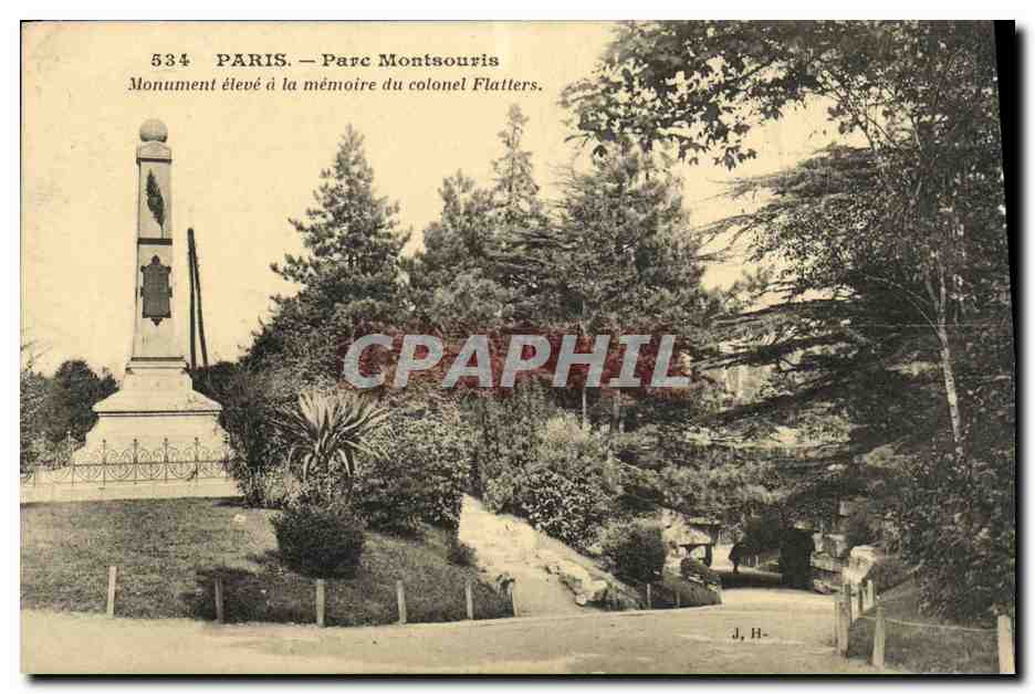 CPA Paris Parc Montsouris Monument eleve a la memoire du colonel Flatters
