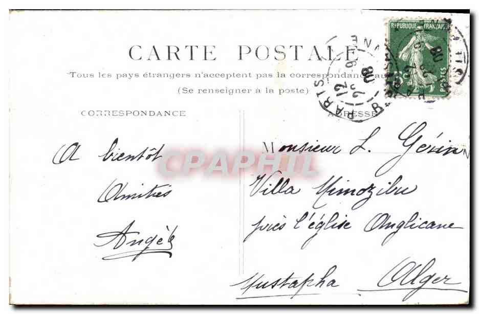 CPA Paris Arc du Carrousel — Rückseite