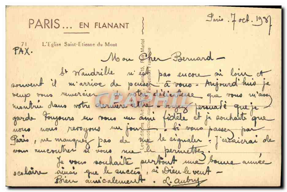 CPA Paris L Eglise Saint Etienne du Mont — Rückseite