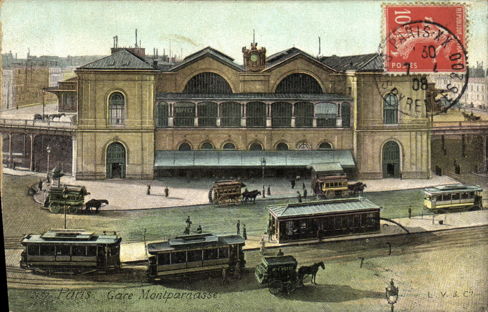 CPA Paris Gare Montparaasse Tramways