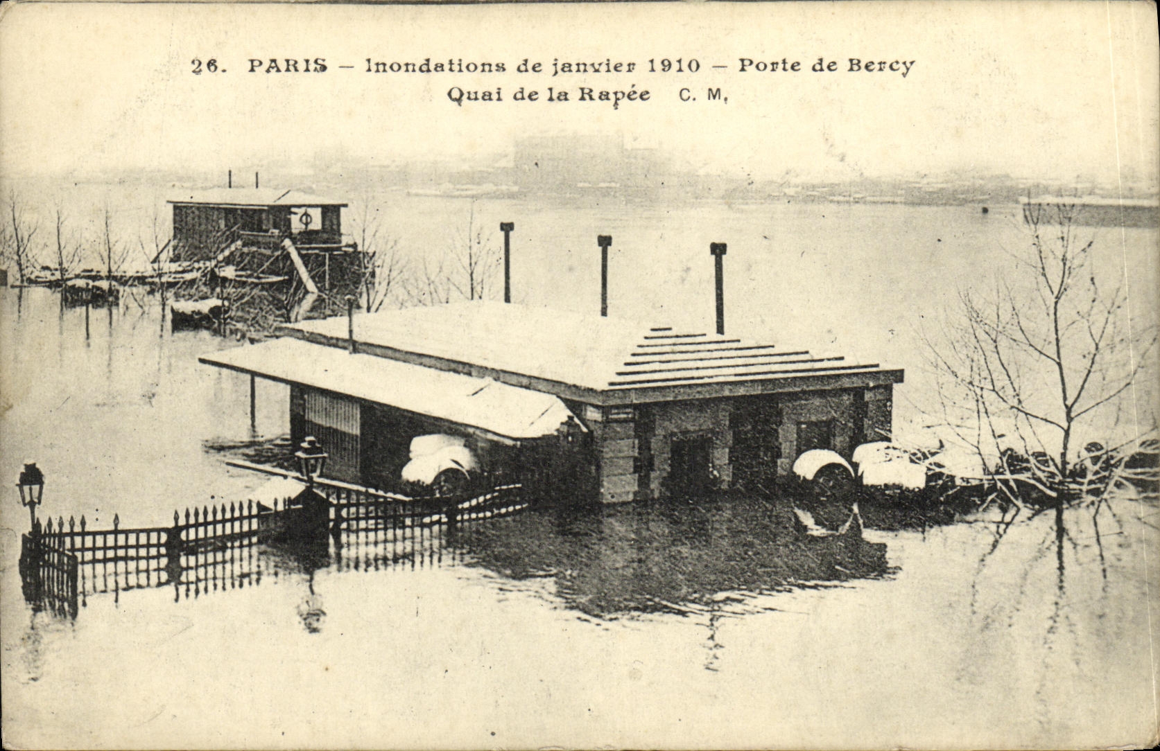 CPA Paris Inondations de Janvier Porte de Bercy Quai de la Rapee