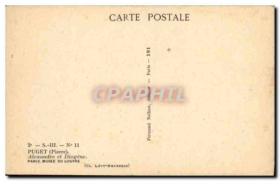 CPA Puget Alexandre et Diogene Paris Musee du Louvre — Verso