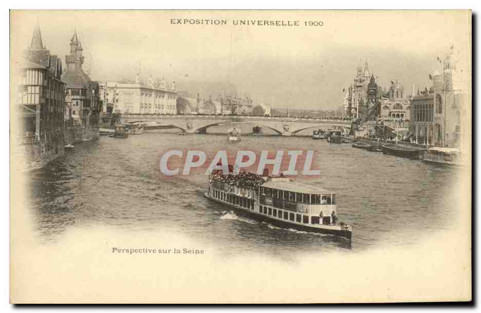 CPA Paris Expostion Universelle 1900 Perspective sur la Seine Peniche Bateau 
