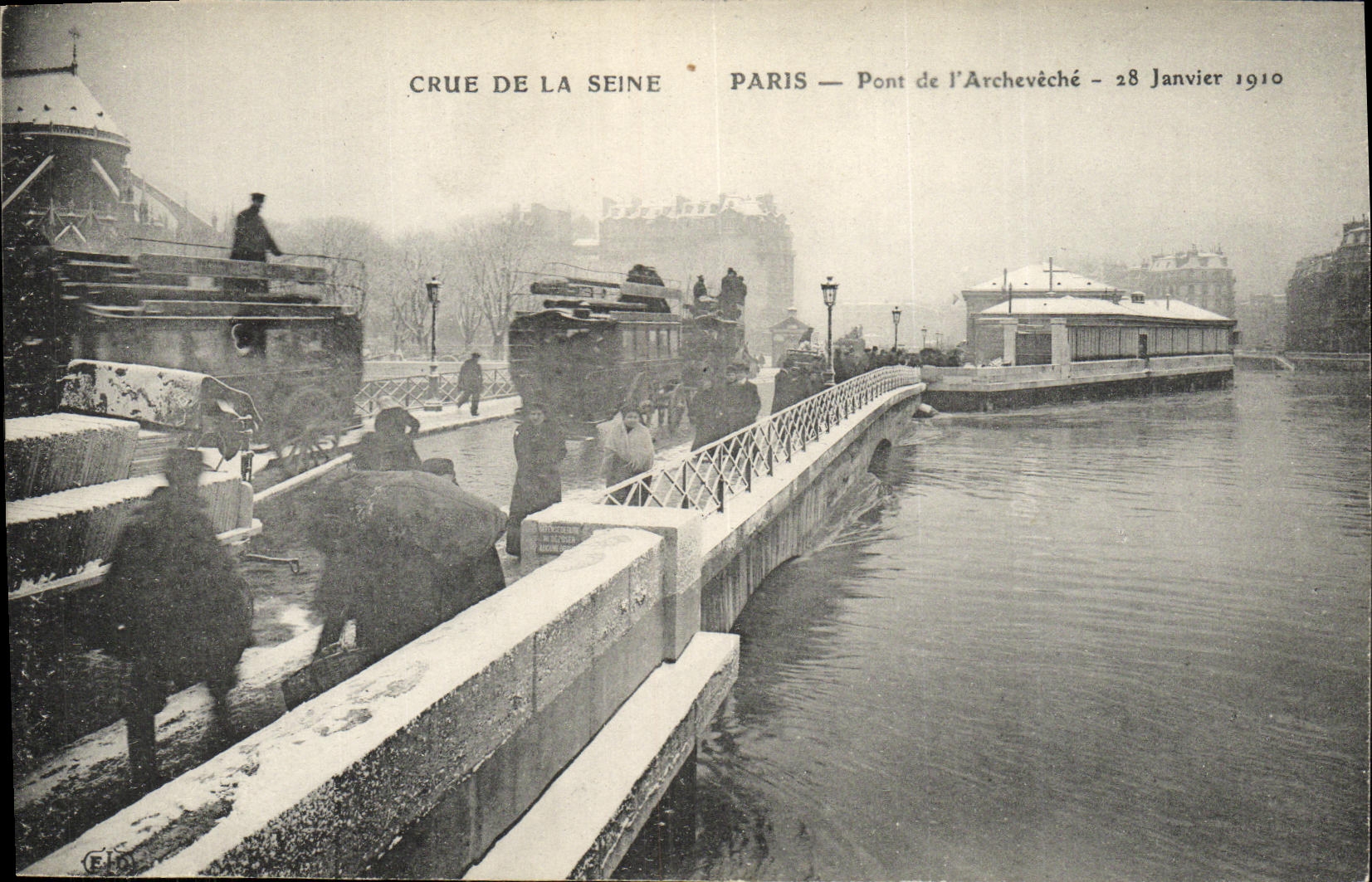 Überschwemmung der Seine — Paris — Brücke des Erzbischofs — 28. Januar 1910